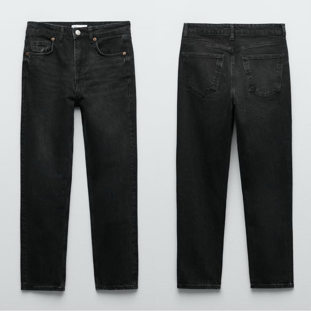 NWOT Zara Comfort Mom Fit High Rise Jeanse Ankle Length Jeans in Black Size 0